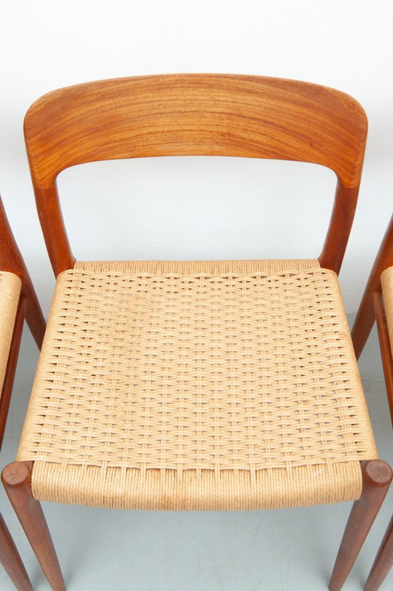 Image 1 of 4x dining chairs model 75 made of teak by Niels Otto Møller for J. L. Møller Møbelfabrik (1950s)
