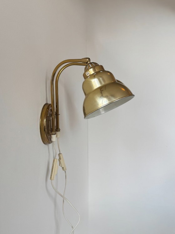 Image 1 of Applique da parete doppia in ottone vintage, Svezia, 1970