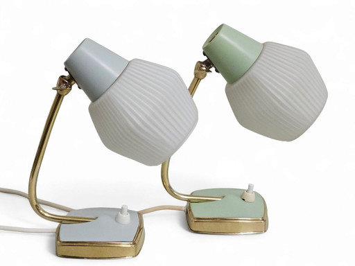 Paar Nachttischlampen / Tischlampen, 1950er Jahre – tafellampen, Metal, Brass (photo 2 of 9)