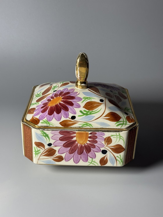 Image 1 of Boîte couverte Art Déco en céramique Boch Frères par Raymond Chevalier, Belgique, années 1930