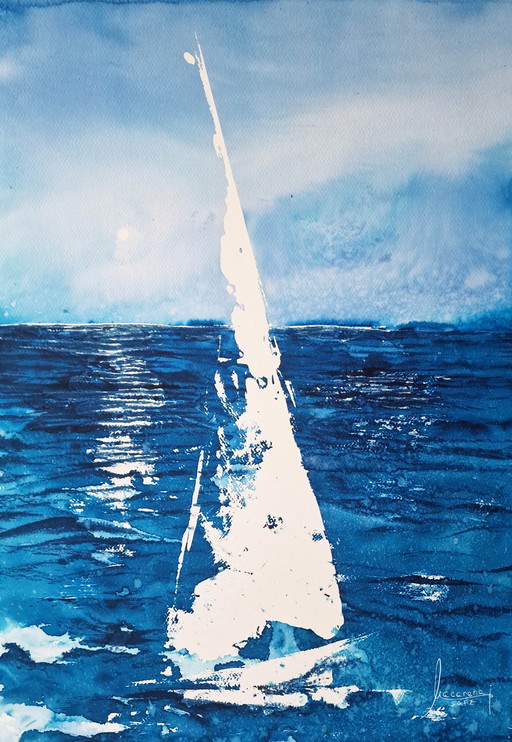 Barcolana Race 11 Hedendaagse aquarel