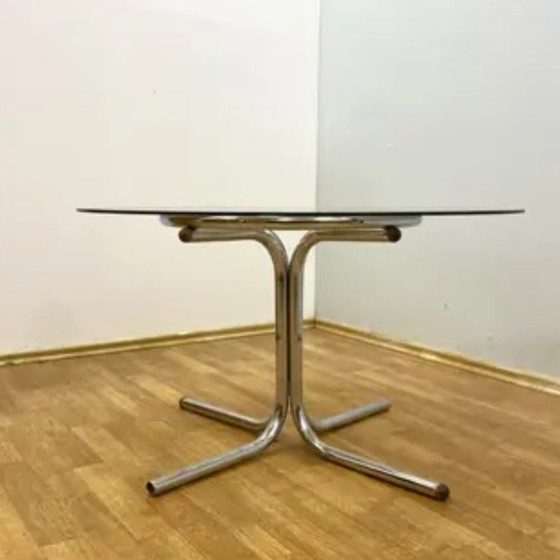 Image 1 of Glass Coffee Table, Chrome Base, 1970s