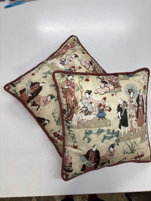 Juego de 2 cojines hechos a mano en tela Güell Lamadrid Kanji – 50 × 50 cm – kussentjes, Cotton