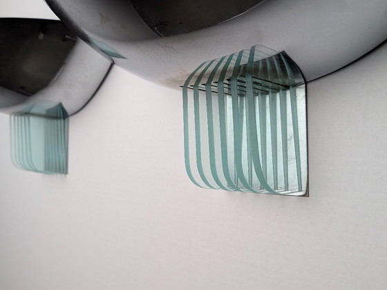 Image 1 of Pair of Italian Chrome and Thick Glass Sconces 1960s
