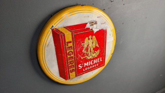 Image 1 of Enamel sign St Michel Cigarettes, 1953 