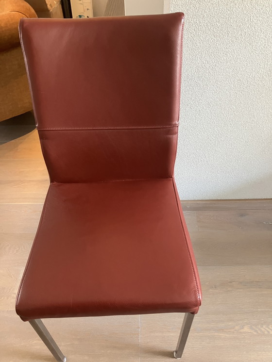 Image 1 of 8 sedie da pranzo in pelle rossa Toledo in pelle