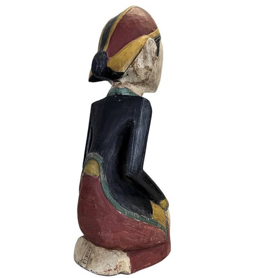 Sculptures javanaises antiques Loro Blonyo – Bois de teck massif – 51 cm – 8.4 kg (photo 5 of 10)
