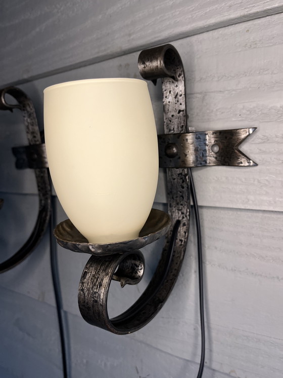 Image 1 of 2 vintage brutalist wall lamps