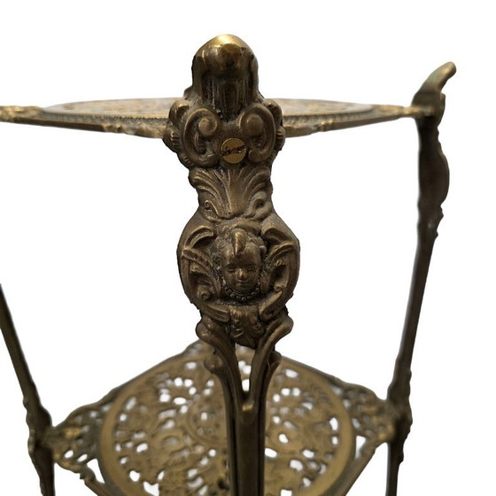 Image 1 of French Art Nouveau style brass plant stand 1960s/70s