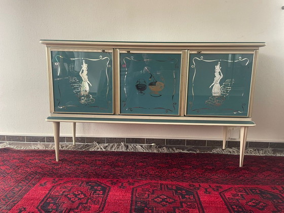 Image 1 of Credenza italiana di metà secolo con specchio — di Umberto Mascagni (anni '50-'60)