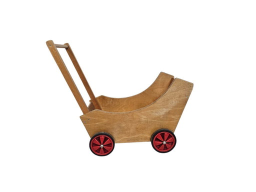 Dutch design - ADO - Houten speelgoed - Ko Verzuu - Kinderwagen - 'De Stijl' -  Gerrit Rietveld geïnspireerd - 70's