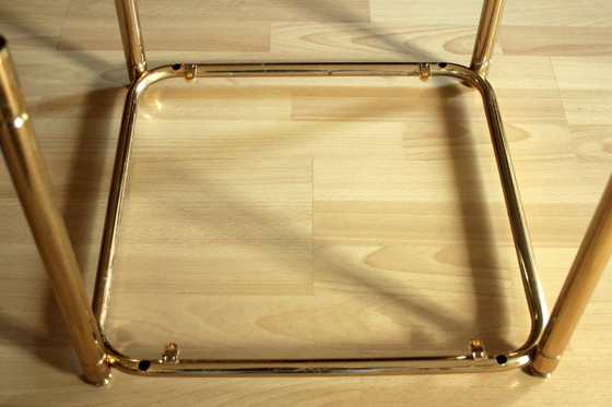 Image 1 of Space Age side table brass with smoked glass top - Vintage