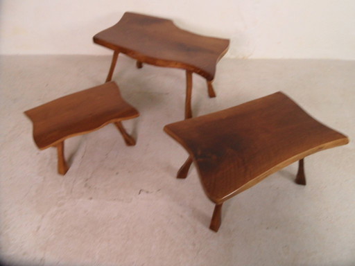 Brutalist Set of 3 Nesting Tables 1960's