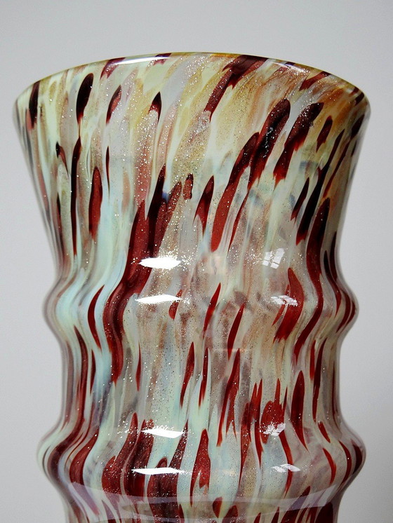 Image 1 of Vase Verre Moucheté Aventurine Copper Inclusions Art Deco Style Legras
