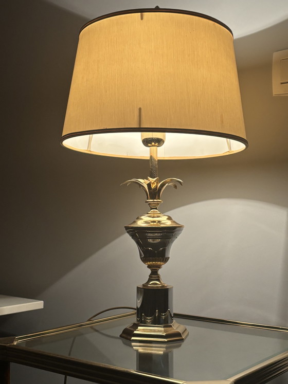 Image 1 of Vintage Massive Hollywood Regency Palm Tree Table Lamp – 1970s Brass