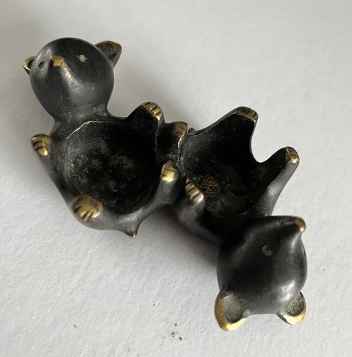 Vintage Walter Bosse bear bronze candle holder midcentury for Herta Baller