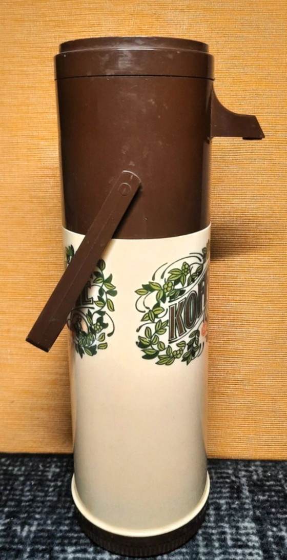 Image 1 of Vintage Douwe Egberts (V203) set jaren '70 – opaline thee/koffie potten + airpot 34 cm