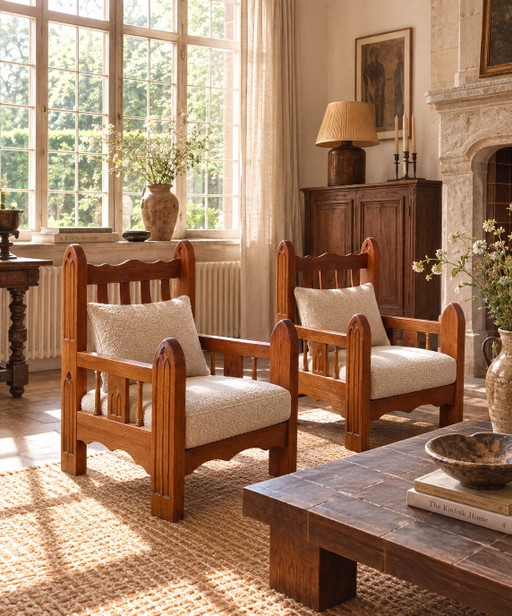 Fauteuils néoclassiques brutalistes – Wood