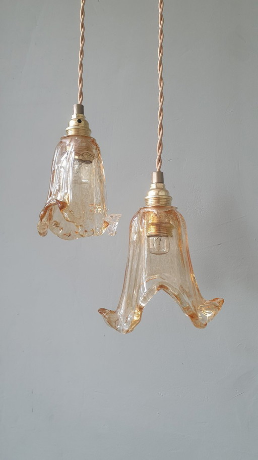 Ensemble de 2 suspensions vintage de Murano - Italie - Milieu du XXe siècle