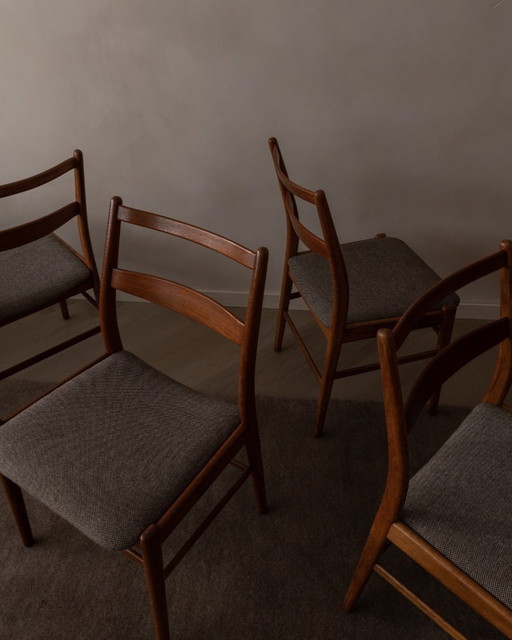 Juego de cuatro sillas de comedor de teca "Minett" de Yngve Ekström para Troeds, Suecia, años 60