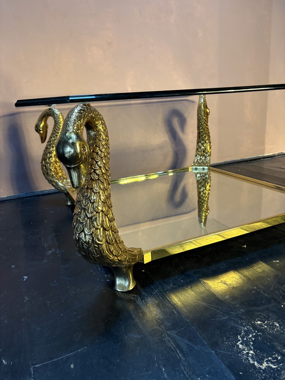 Image 1 of Vintage Hollywood Regency salontafel met zwanenpoten