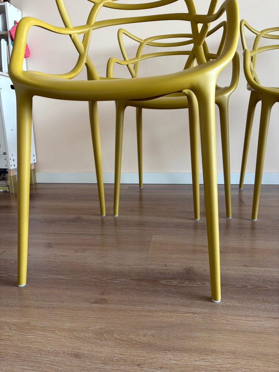 4 Kartell design chairs ocher yellow, Dining chairs, Plastic (photo 5 of 10)