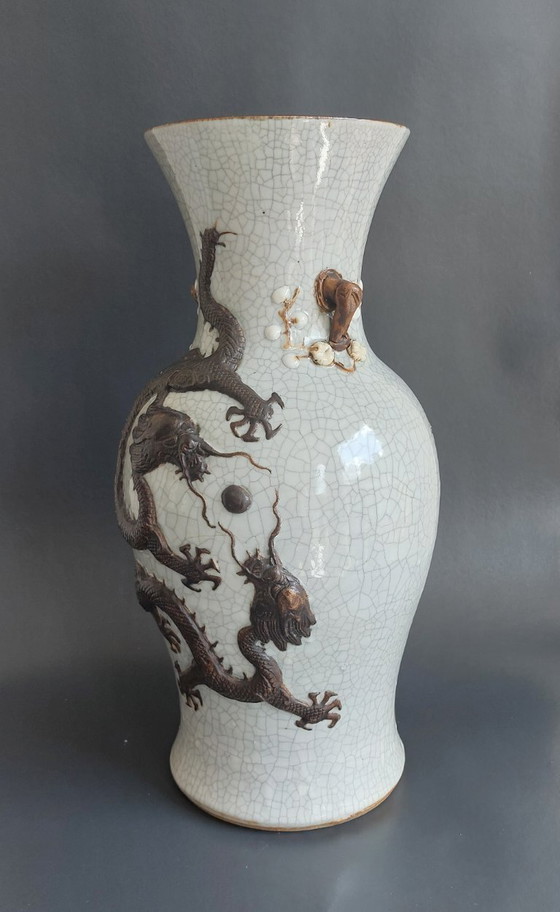 Image 1 of Große Vase aus Craquelé-Ware aus Nanking, 19.
