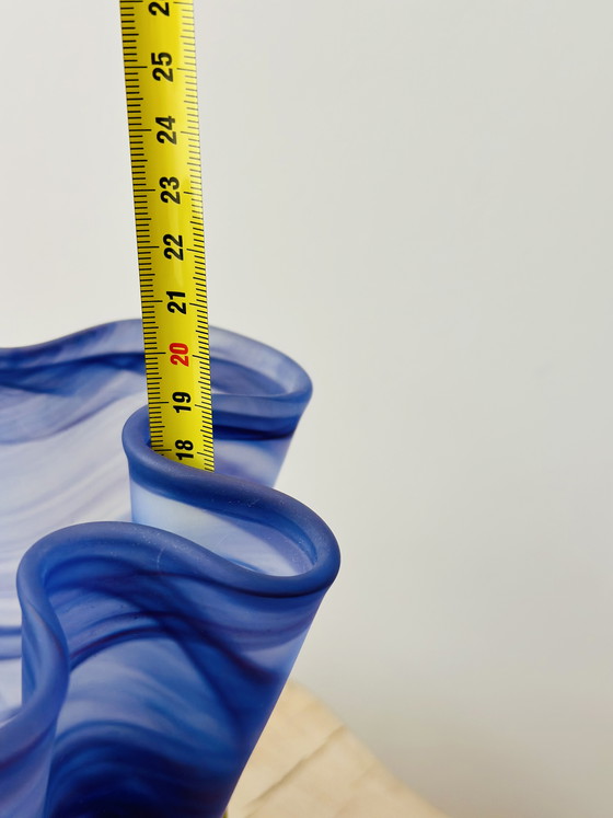 Image 1 of Aida design vase of Danish glass | Sculptural vintage blue vase | Scandinavian design | Sculptural Blue Art Glass