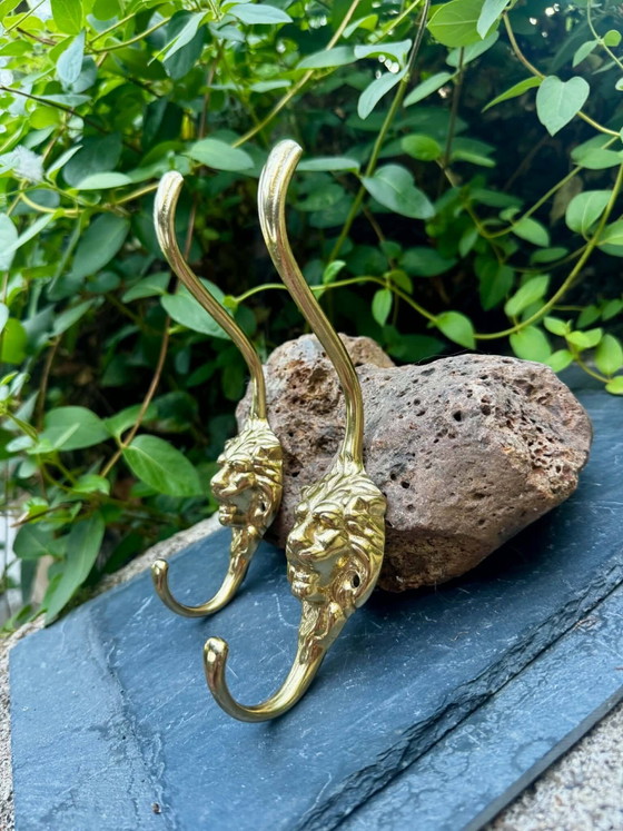 2 lion coat hooks in solid brass Art Nouveau – Coat racks (photo 2 of 6)