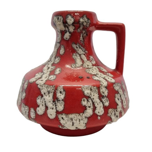 West German Fat Lava vase ES-Keramik red/white