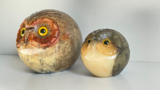 Image 1 of Fermalibri vintage a forma di gufo in marmo