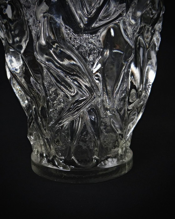 Image 1 of Lalique Bacchantes unsigned vintage clear crystal vase mid 20th century