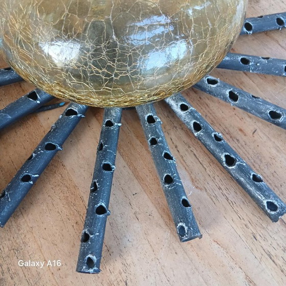 Image 1 of wandlamp plafondlamp vintage 1960 Murano Italië brutalistische zon vorm