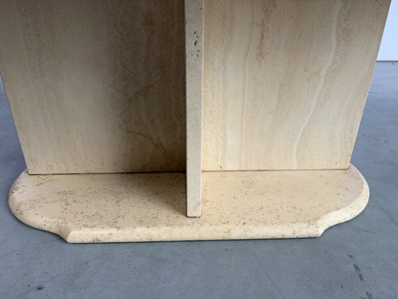 Vintage oval travertine coffee table, 1980s (photo 3 of 9)