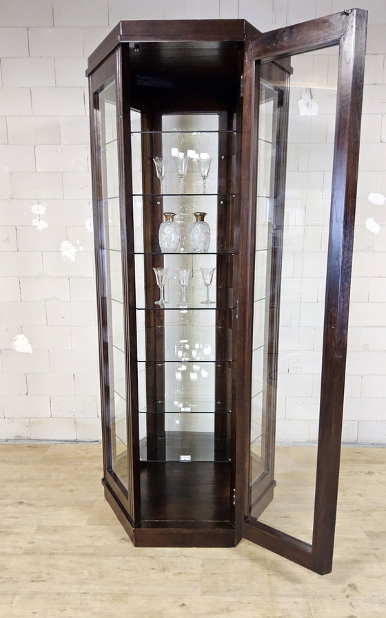 Image 1 of Vitrina antigua de madera de gran tamaño con forma hexagonal (alto 206 cm) (vitrina curiosa)