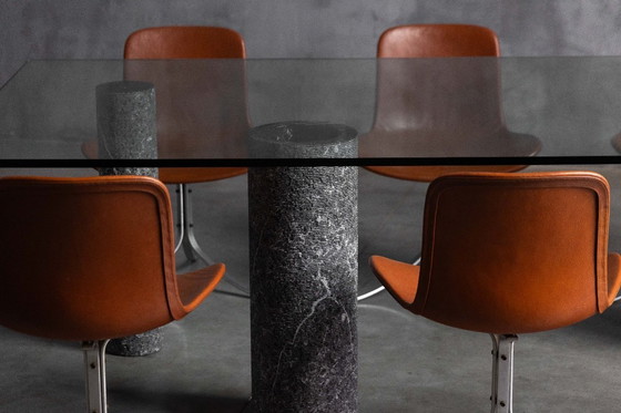 Image 1 of Esstisch aus Marmor und Glas von Massimo Vignelli, Italien, 1980er Jahre