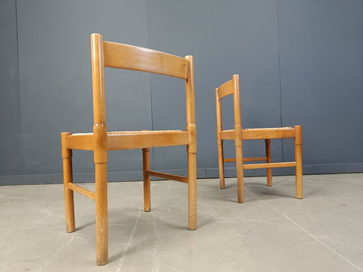 Vintage Italian Wicker Dining Chairs, 1970s