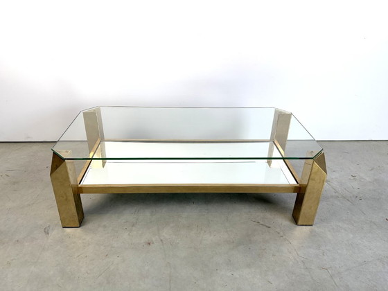 Table basse vintage plaquée or 23 carats par Belgochrom, années 1970 – Tables basses, Verre (photo 10 of 10)