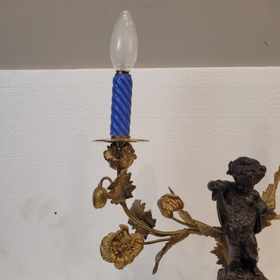 Image 1 of Candelabro / Lampada, ormolú e porcellana, Victor Paillard, Napoleone III, 1870 - Francia