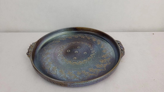 Vassoio in gres firmato Auger / Puisaye – Accessori da tavola, Porcelain, Vintage (photo 3 of 7)