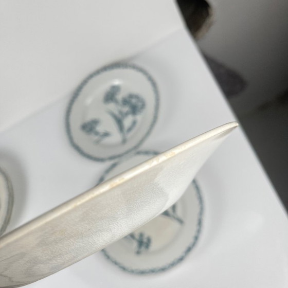 Image 1 of Set of 6 dessert plates, "Carnation" pattern, KG Lunéville, ironstone, 19th century