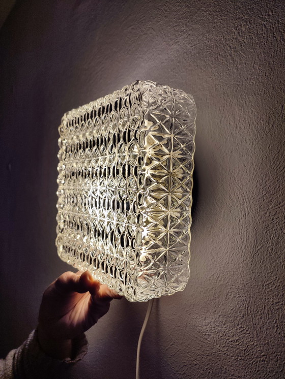 Image 1 of Vintage Guro 1970s Ceiling Lamp Ceiling light glass square