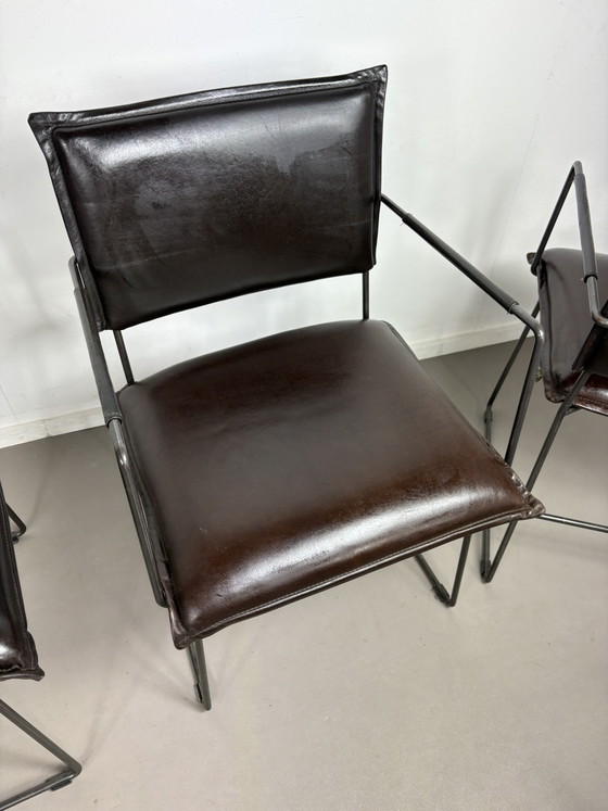 4 NovaStyl Collection Brown Leather Dining Chairs – Metal (photo 14 of 15)