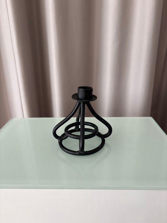 Portacandele Vintage in Ferro Battuto Nero – Design Brutalista Scultoreo – Metal (photo 2 of 8)