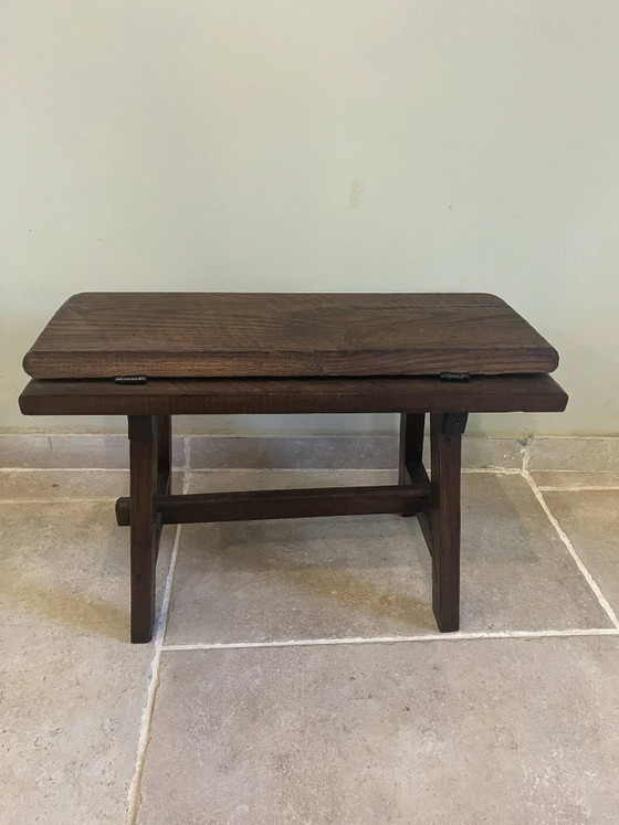 Piccola panca antica in legno con schienale pieghevole. – Panche, Wood, Rustic (photo 9 of 13)