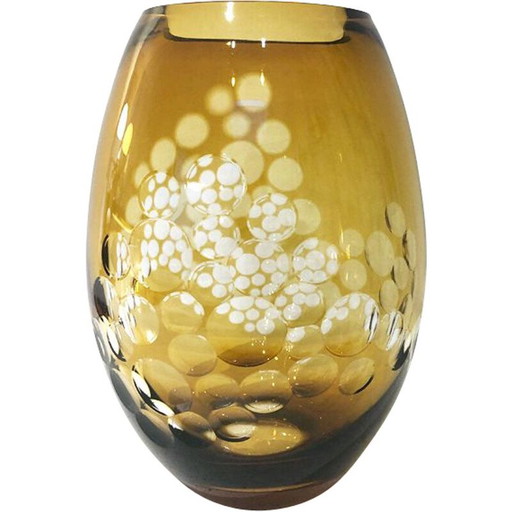 Vase en cristal vintage de Borske Sklo, 1970