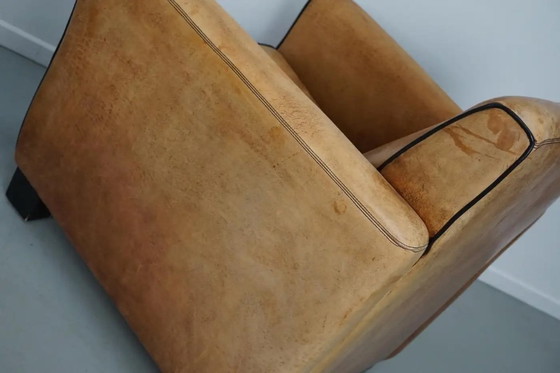 Image 1 of Vintage Nederlandse clubfauteuils van cognackleurig leer, set van 2