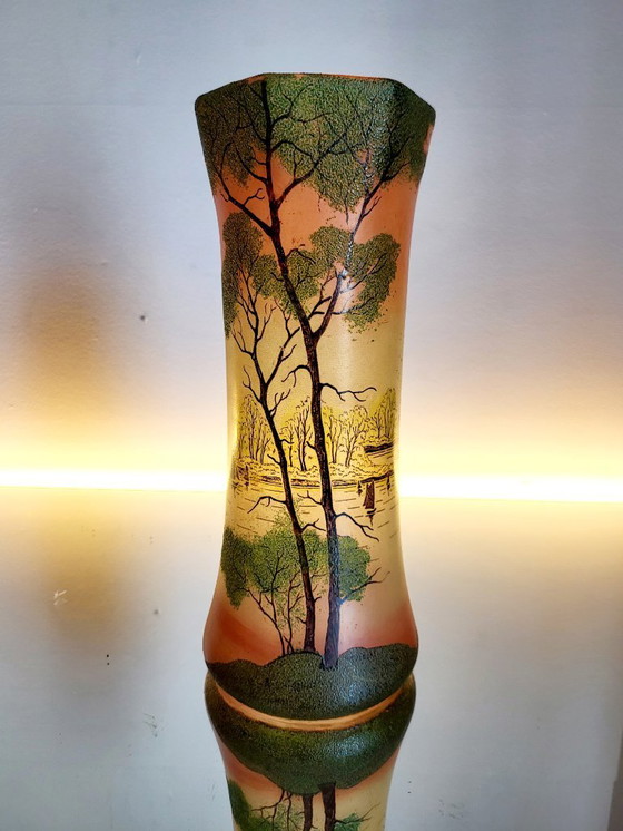 Image 1 of Art Nouveau vase, Théodore Legras, enameled glass vases, set