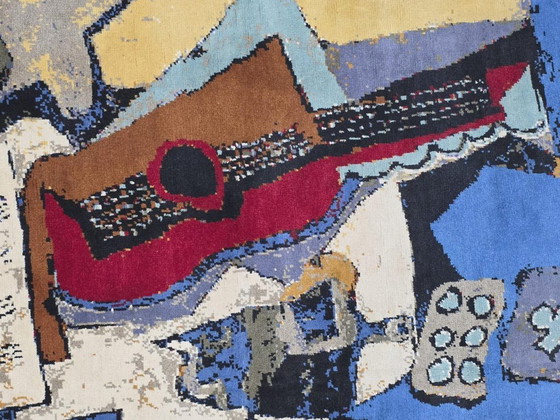 Alfombra de lana anudada a mano – Arte cubista de la guitarra de Pablo Picasso, 260x190cm – Wool (photo 10 of 10)