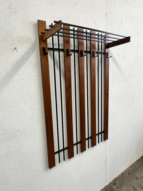 Image 1 of Vintage Wand Kapstok, Teak En Metaal, Duitsland 1960/1970's